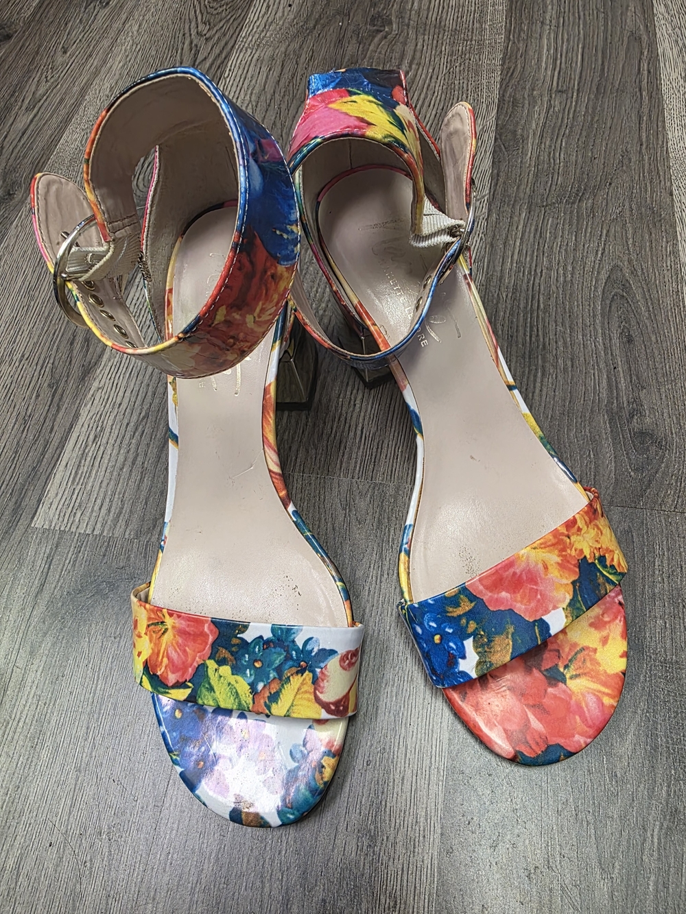 Floral Print Ankle Strap Sandals - Multicolor
